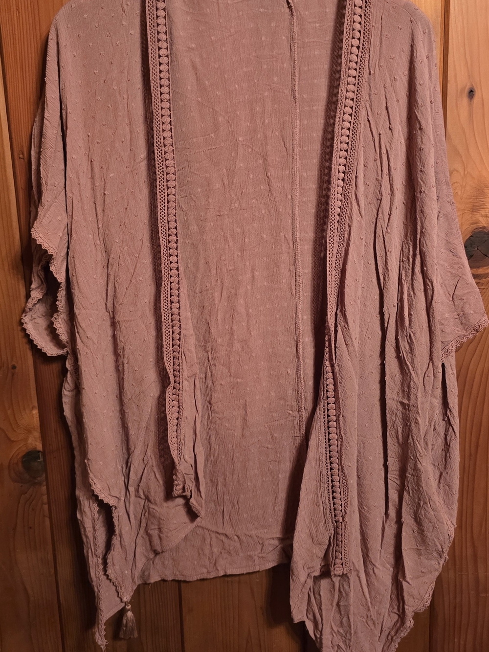 Maurices Dusty Rose Crochet-Trim Kimono